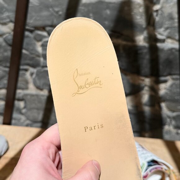 Christian Louboutin White Floral Satin Louis Junior Low-top Sneakers - Picture 11 of 14